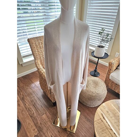 Reformation Sweaters - Reformation Bri Cashmere Long Open Front Cardigan Oatmeal Sz Small Tan Designer